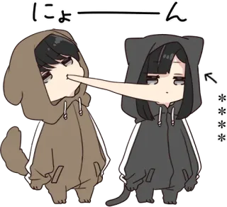 🍫 にょーん Chibi, Anime, Chat, Sweat à capuche telegram sticker
