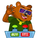 💸 BUY SELL ours, boutons, acheter, vendre, échange, dessin animé telegram sticker