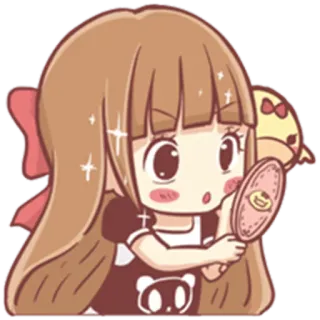 ☺️ 여자, 만화, 귀여운, 거울, 캐릭터 telegram sticker