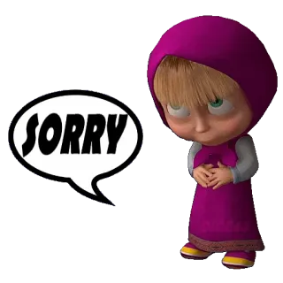 😰 Masha Masha and the Bear SORRY masha, sorry, cartoon, apology, cute, animation whatsapp sticker