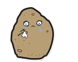 😢 potato, crying, sad, cartoon, emotions, food telegram sticker