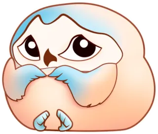 😥 sowa, ptak, słodki, zwierzę, kreskówka, puchaty, chibi telegram sticker