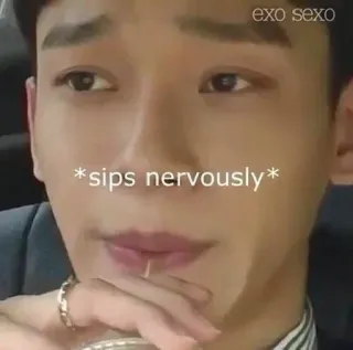 😠 *sips nervously* exo sexo schlürfen, nervös, exosex, meme, reaktion telegram sticker