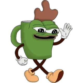 🌟 Pepe meme, pepe, caffè, tazza, camminare telegram sticker