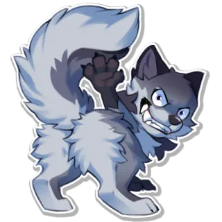 🤩 หมาป่า, สัตว์, การ์ตูน, โกรธ, หาง, อุ้งเท้า telegram sticker