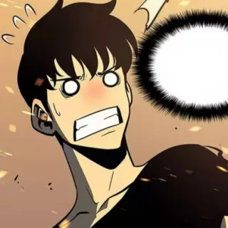 😕 animé, dessin animé, choqué, personnage, homme, expression, surpris telegram sticker