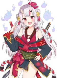 😏 Anime, Oni, Mignon, Fille, Démon, Japonais telegram sticker
