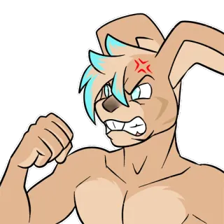 😡 marah, berbulu, kelinci, kartun, hewan, ekspresi telegram sticker