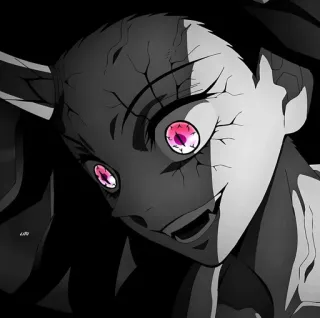 🖤 demone, anime, mostro, malvagio, occhi rosa telegram sticker