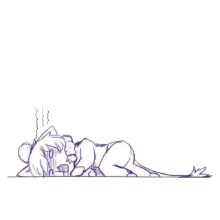 😣 anime, laying down, catgirl, exhausted, cartoon, sleepy telegram sticker