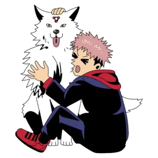 🐶 Yuji Itadori Jujutsu Kaisen Anime, Jujutsu Kaisen, Yuji Itadori, Perro, lindo, Dibujo animado whatsapp sticker