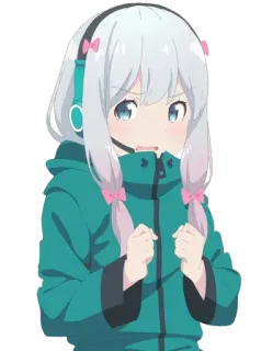 😖 动漫, 女孩, 可爱, 角色, 耳机 telegram sticker