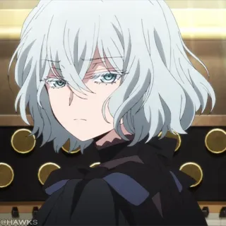 ❄️ anime, ragazza, capelli bianchi, animazione, personaggio telegram sticker