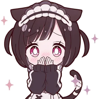 🫢 Animé, Chat, Kawaii, Maid, Étincelle, Mignon telegram sticker
