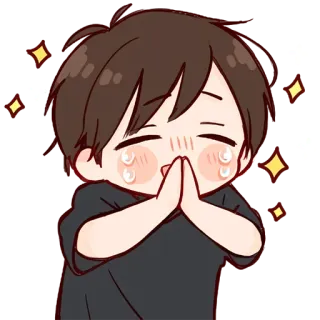 😍 anime, boy, pleading, request, chibi, cute, sparkles telegram sticker