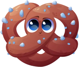 💙 プレッツェル, 食べ物, 漫画, 可愛い, 目, 茶色, スナック telegram sticker