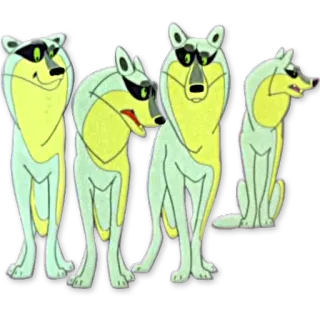 👪 Lobo, Dibujo animado, Animal, Perro, Banda, Divertido telegram sticker
