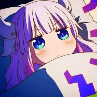 💕 Kanna Kamui Miss Kobayashi's Dragon Maid Anime, Drago, Carino, Assonnato, Kanna, Chibi, Kawaii telegram sticker