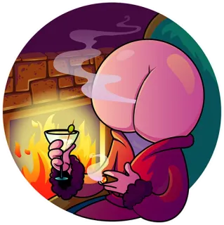 🍸 Rauchen, Alkohol, Po, Martini, Cartoon, Figur, Feuer telegram sticker