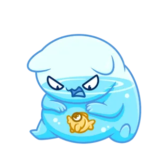 😒 만화, 화난, 물고기, 물, 캐릭터, 스티커 telegram sticker