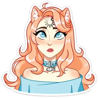 🤔 anime, cat girl, sticker, cute, girl, kawaii whatsapp sticker