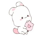 ☺ 귀여운, 토끼, 토끼, 분홍색, 동물, 카와이 telegram sticker