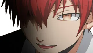 😠 Karma Akabane Assassination Classroom anime, Karma Akabane, red hair, smirk, Assassination Classroom telegram sticker
