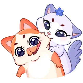 ❤️ gatto, gattino, carino, animale, cartone animato, adesivo telegram sticker