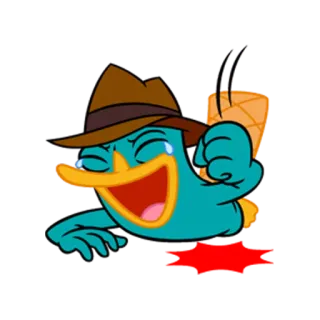 😂 Perry the Platypus Phineas and Ferb cartone animato, ornitorinco, divertente, cappello, perry, phineas e ferb telegram sticker
