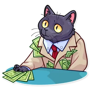 😐 kucing, uang, setelan, dolar, kaya, kartun telegram sticker