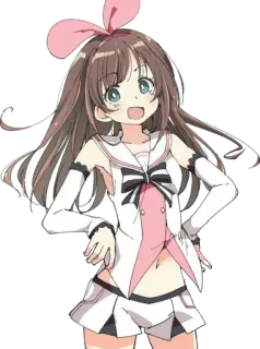 😲 garota anime, fofo, desenho animado, rosa, laço, ilustração telegram sticker