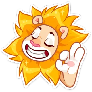👌 狮子, 动物, 卡通, 好的, 手势 telegram sticker