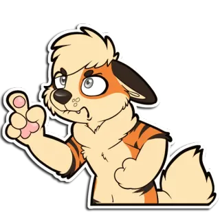 😤 furry, anthropomorphic, canine, fox, pointing, cartoon, sticker telegram sticker
