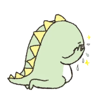 🙈 dinosaurio, dibujos animados, lindo, triste, llorando, animal telegram sticker