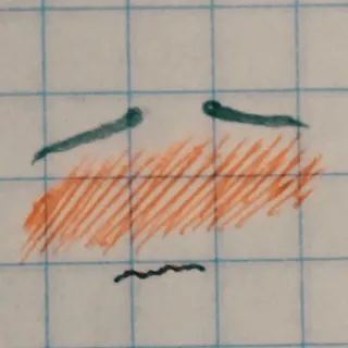 😳 sonrojo, dibujos animados, dibujo, ojos, naranja, triste telegram sticker