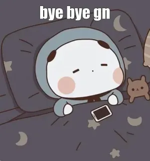 🔰 bye bye gn bonne nuit, sommeil, mignon, dessin animé, lune, étoiles, lit, téléphone whatsapp sticker