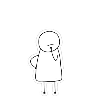 🤔 boneco palito, pensando, desenho animado, minimalista, personagem, rabisco, ilustração whatsapp sticker
