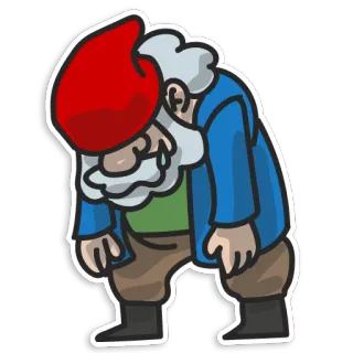 😭 gnomo, triste, dibujos animados, personaje telegram sticker