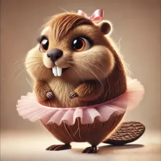 🤩 castoro, carino, animale, cartone animato, tutu, rosa, fiocco, ballerina telegram sticker