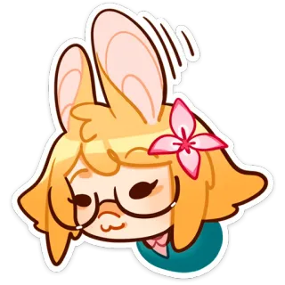 🤨 アニメ, 漫画, メガネ, キャラクター, 可愛い, ピンク, 花 whatsapp sticker