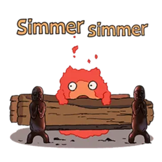 👀 Calcifer Howl's Moving Castle Simmer simmer огонь, аниме, мультфильм, готовка, милый whatsapp sticker