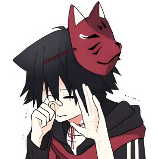 😩 Anime, Orecchie da gatto, Maschera, Pianto telegram sticker
