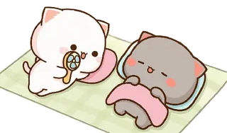 😴 Katze, schlafend, Kissen, Ventilator, süß, Cartoon telegram sticker