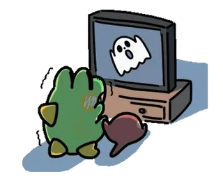 👻 dibujos animados, fantasma, televisión, monstruo whatsapp sticker