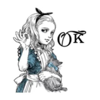 👌 Alice Alice in Wonderland OK 不思議の国のアリス, OKサイン, 犬, 漫画, 女の子 telegram sticker