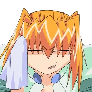 😖 Anime, Hoạt hình, Đổ mồ hôi, Tóc cam, Nhân vật, Khăn tắm telegram sticker