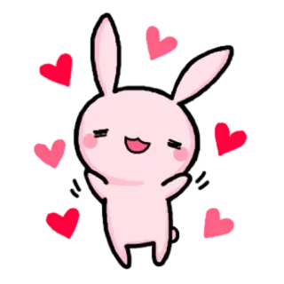 ❤ lapin, mignon, coeurs, rose, amour, joyeux, animal whatsapp sticker