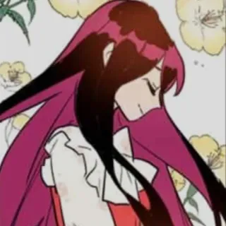 ☺ Anime Mädchen, lange Haare, Cartoon, Blumen, Illustration, Porträt whatsapp sticker