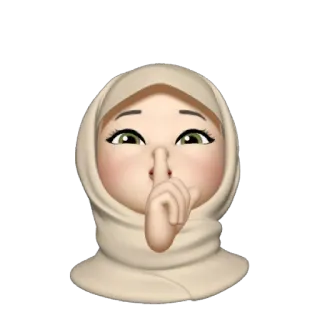 💿 Emoji, Kobieta, Hidżab, Cisza, Spokój, Cicho, Palec, Usta telegram sticker