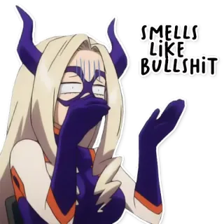 😶 Mount Lady My Hero Academia SMELLS LIKE BULLSHIT anime, my hero academia, mount lady, smells like bullshit, funny telegram sticker